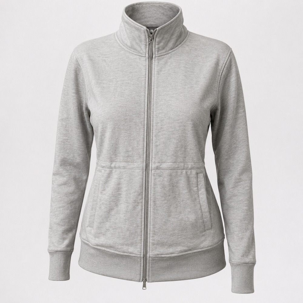 CONVERSE Full Zip Jacket Women Large Grey 1907066 CVW5C011 Cinched Back Athletic